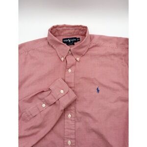 Ralph Lauren Blake Gingham Check Button Down Shirt Men XL Red White Long Sleeve